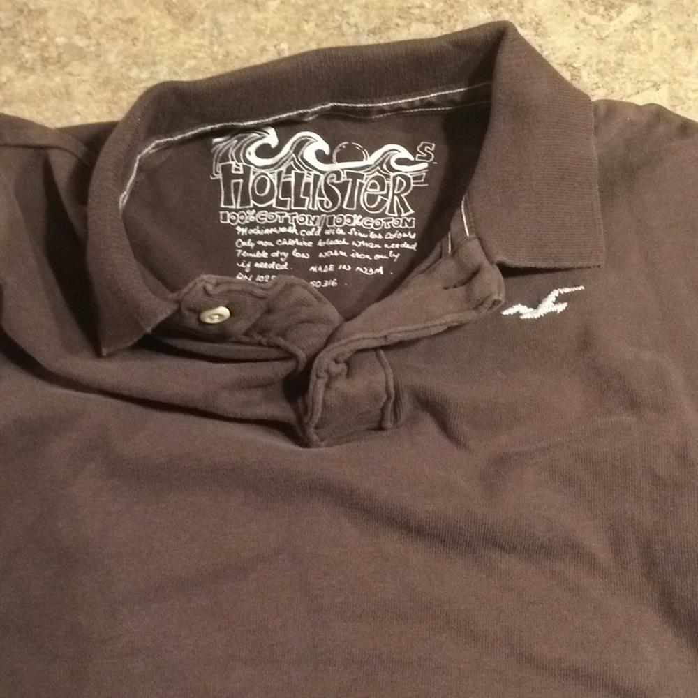 Brown long sleeve Hollister polo